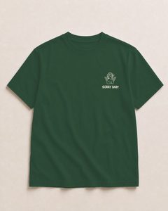 Front logo of the forest green shirt