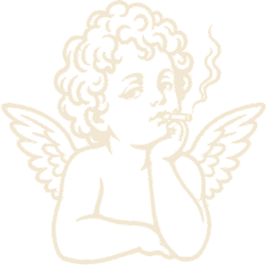 SORRY BABY smoking cherub emblem
