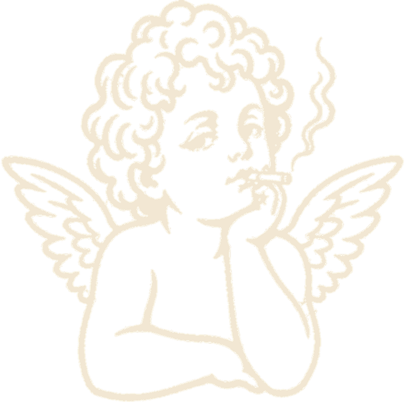 SORRY BABY smoking cherub emblem